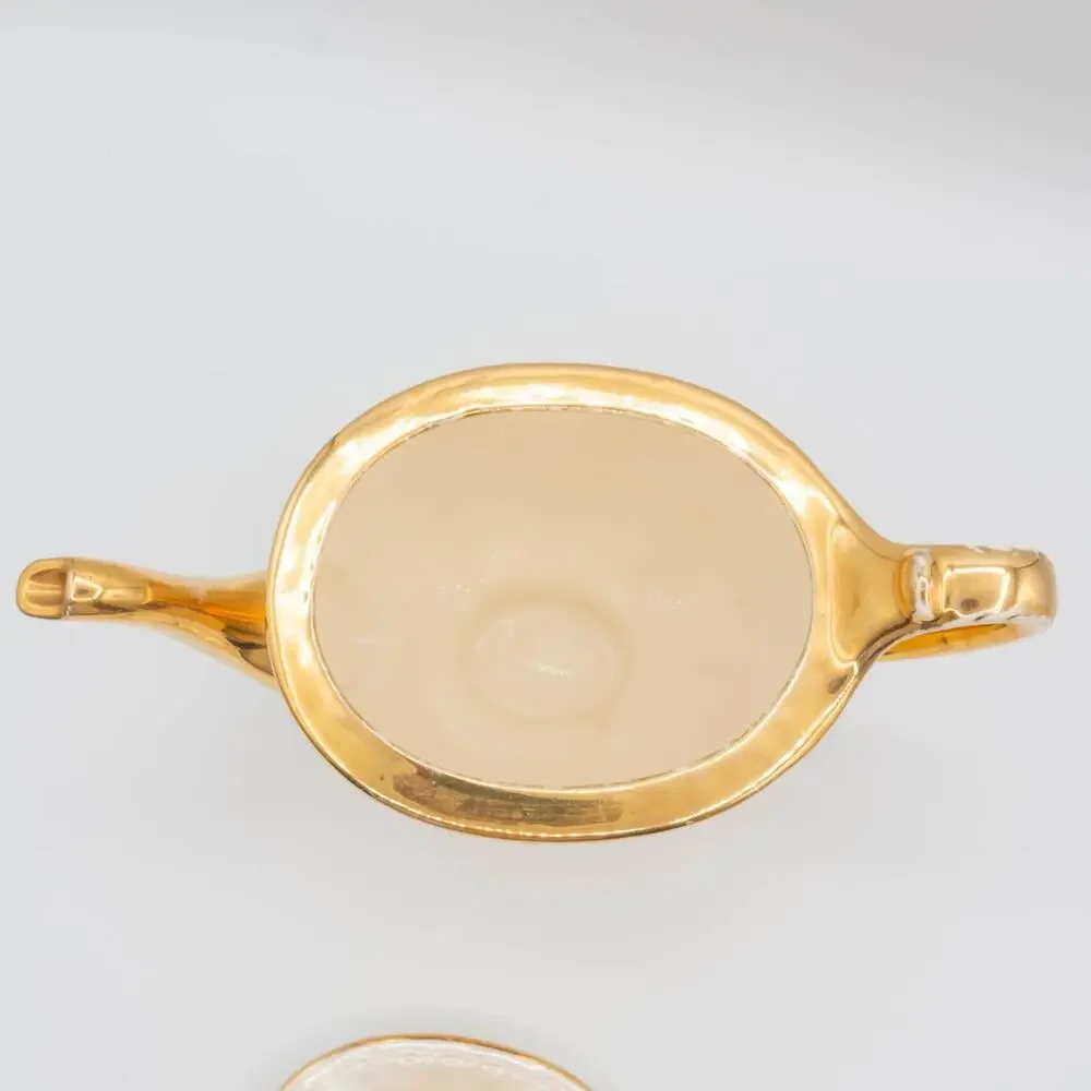 Vintage Homer Laughlin Eggshell Georgian Teapot Gold Gilded Fine China USA 1943